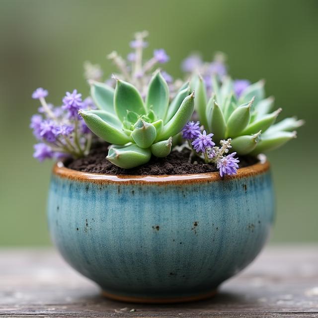 Dettaglio di piante grasse e marine in vasi nautici